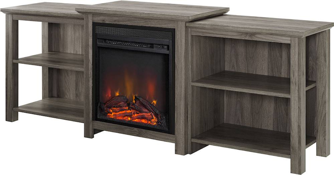 Walker Edison - Open Shelf Fireplace TV Console for Most Flat-Panel TVs Up to 78" - Slate Gray