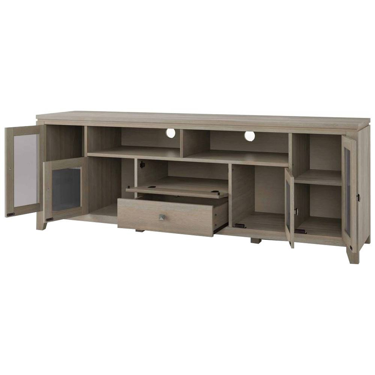 Simpli Home - Cosmopolitan Contemporary TV Media Stand for Most TVs Up to 80" - Distressed Gray