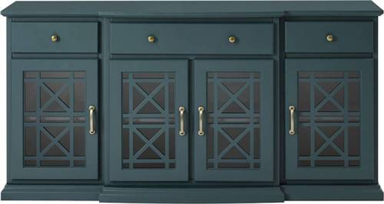 Walker Edison - Landon MDF 4-Door 3-Drawer Sideboard - Dark Teal