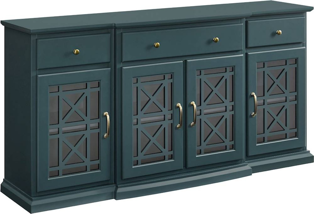 Walker Edison - Landon MDF 4-Door 3-Drawer Sideboard - Dark Teal