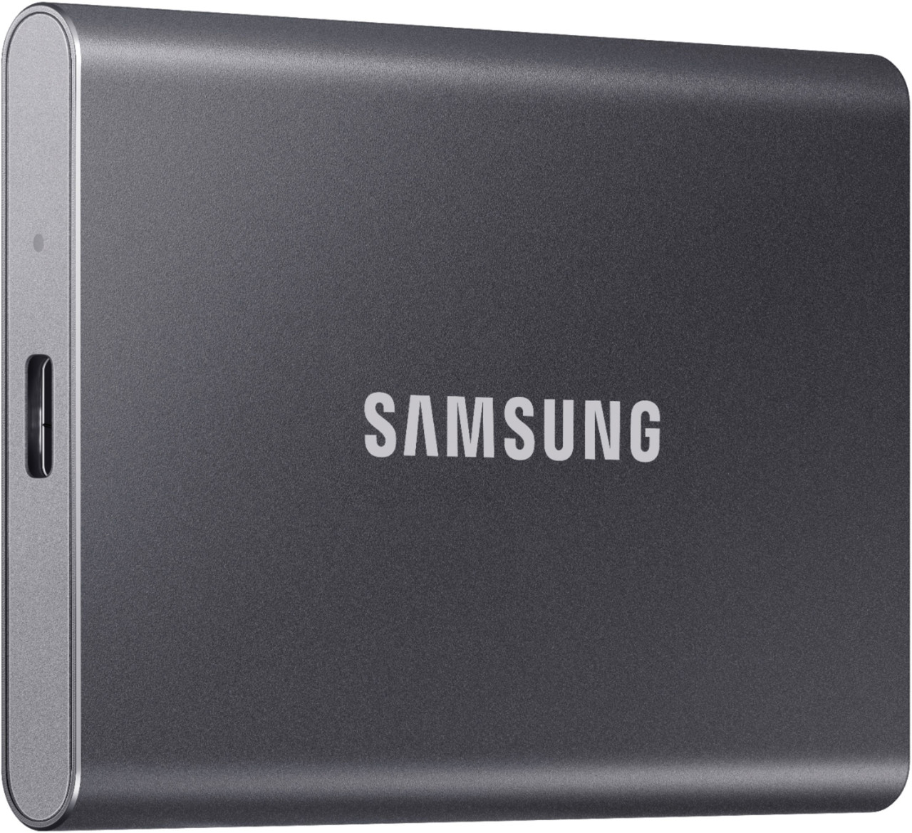 Samsung - Geek Squad Certified Refurbished T7 2TB External USB 3.2 Gen 2 Portable Solid State Drive with Hardware Encryption - Titan Gray