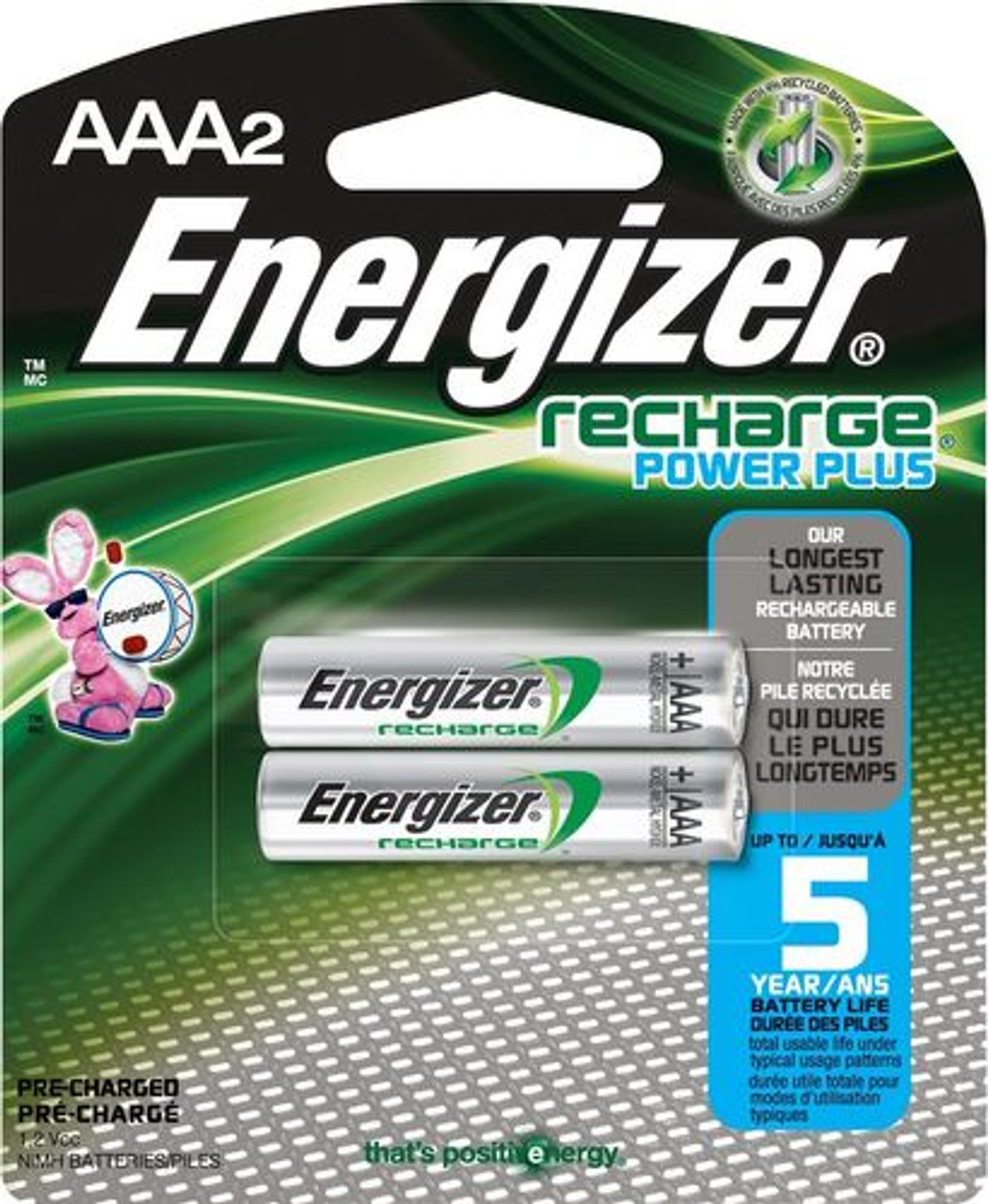 Energizer - Recharge Power Plus Rechargeable AAA Batteries (2-Pack)
