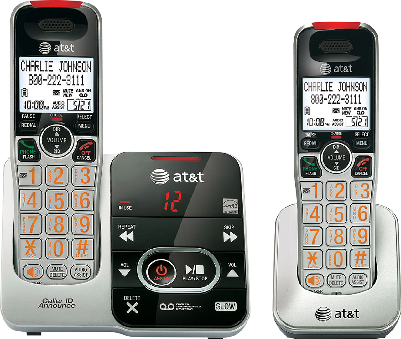 AT&T - AT CRL32202 DECT 6.0 Expandable Cordless Phone System with Digital Answering System - Silver