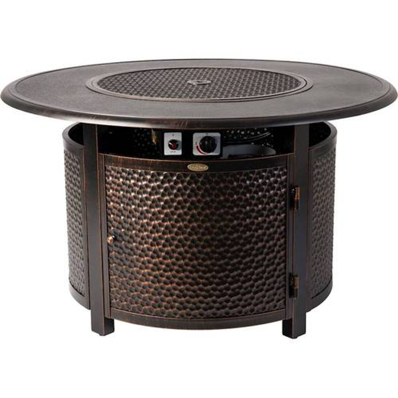 Fire Sense - Weyland Round Aluminum LPG Fire Pit - Antique Bronze