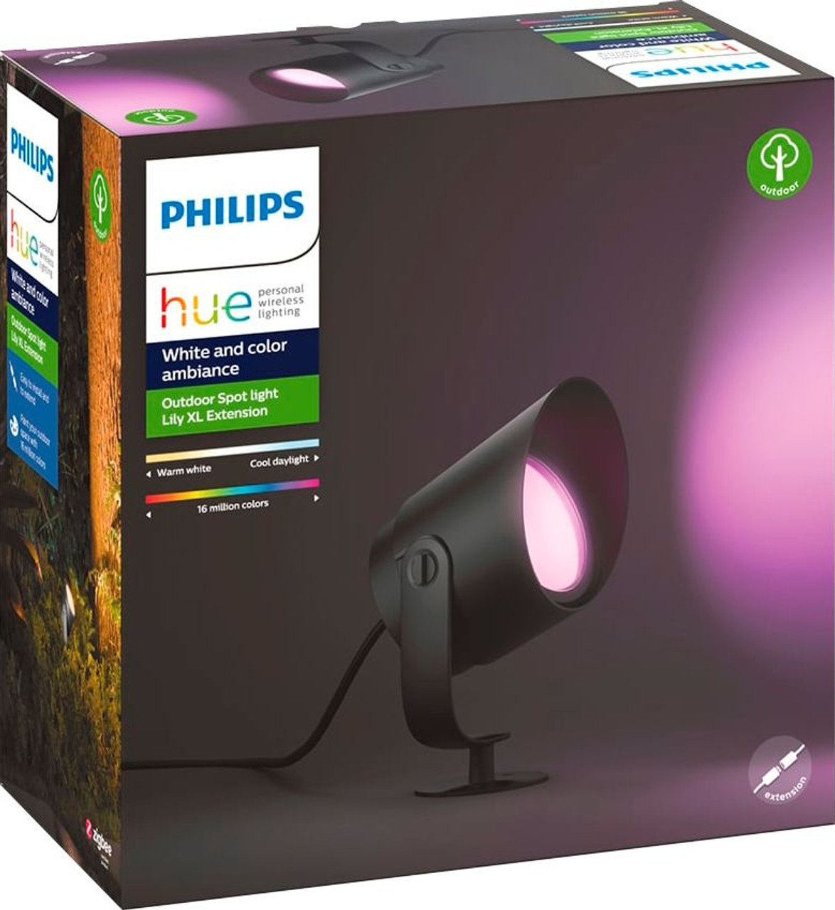Philips - Hue White and Color Ambiance Lily XL Outdoor Spot Light Extension Kit - Black