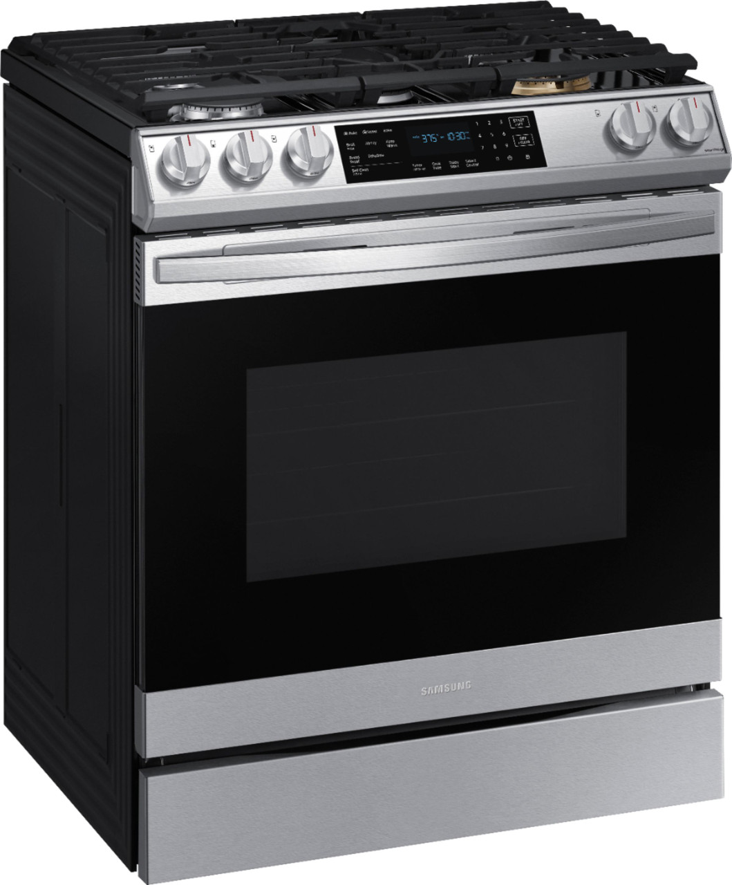 Samsung - 6.0 Cu. Ft. Slide-In Gas Convection Range with Self-Cleaning - Fingerprint Resistant Stainlesss Steel