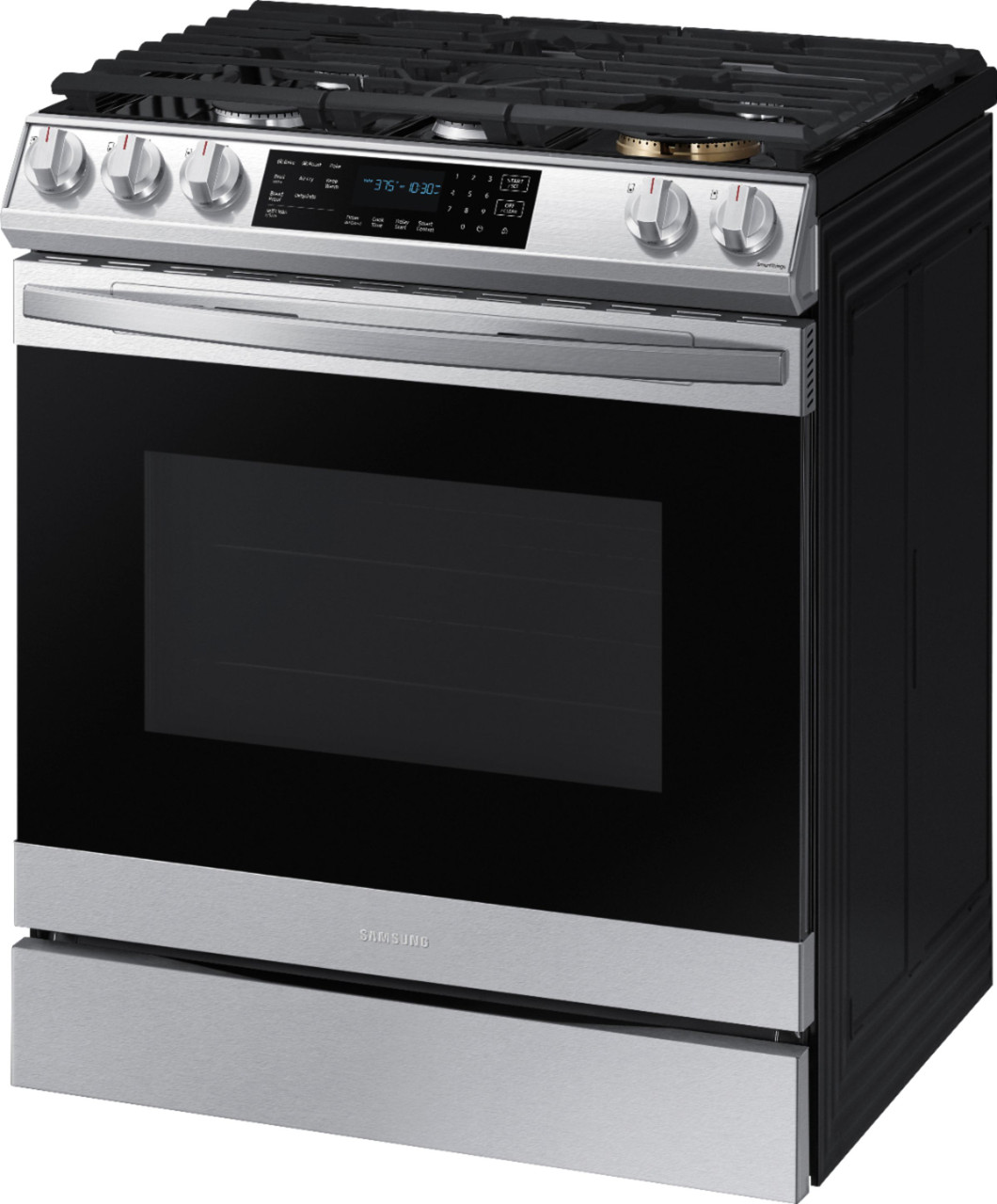 Samsung - 6.0 Cu. Ft. Slide-In Gas Convection Range with Self-Cleaning - Fingerprint Resistant Stainlesss Steel