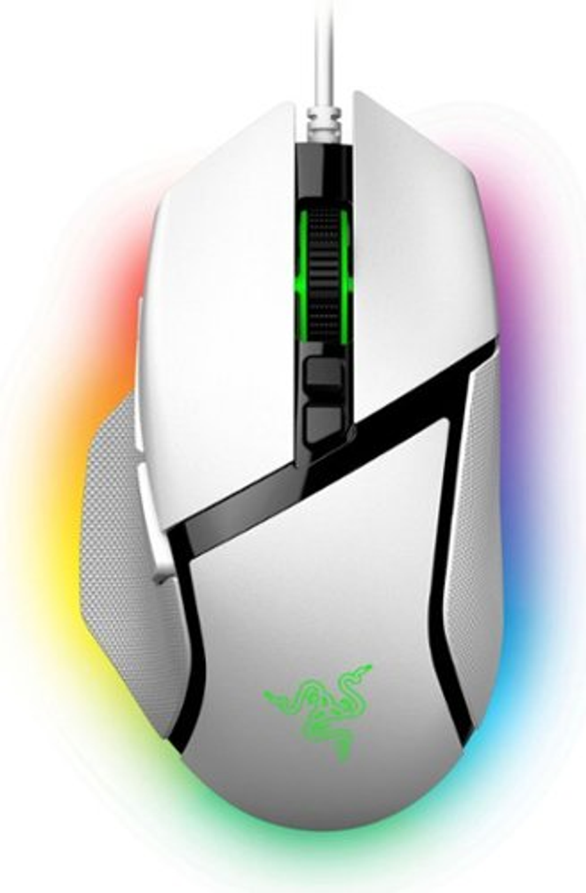 Razer - Basilisk V3 Wired Optical Gaming Mouse with Chroma RBG Lighting - White