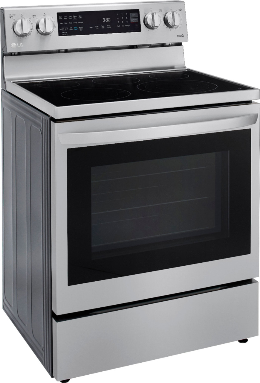 LG - 6.3 Cu. Ft. Freestanding Single Electric Convection Range with Air Fry and InstaView WideView Window - PrintProof Stainless Steel