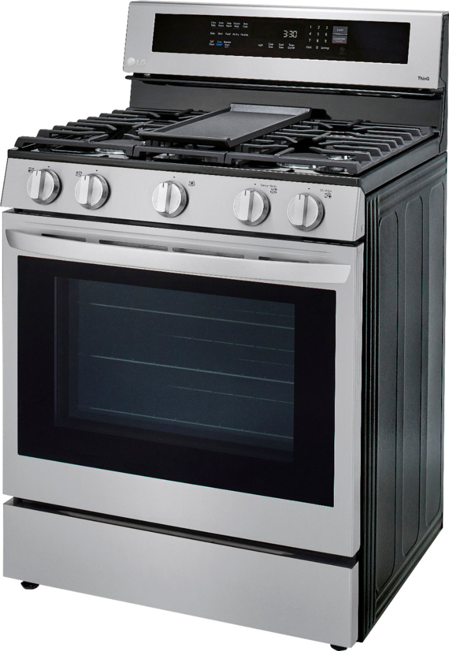 LG - 5.8 Cu. Ft. Freestanding Single Gas Convection Range with Wide InstaView Window and AirFry - PrintProof Stainless Steel