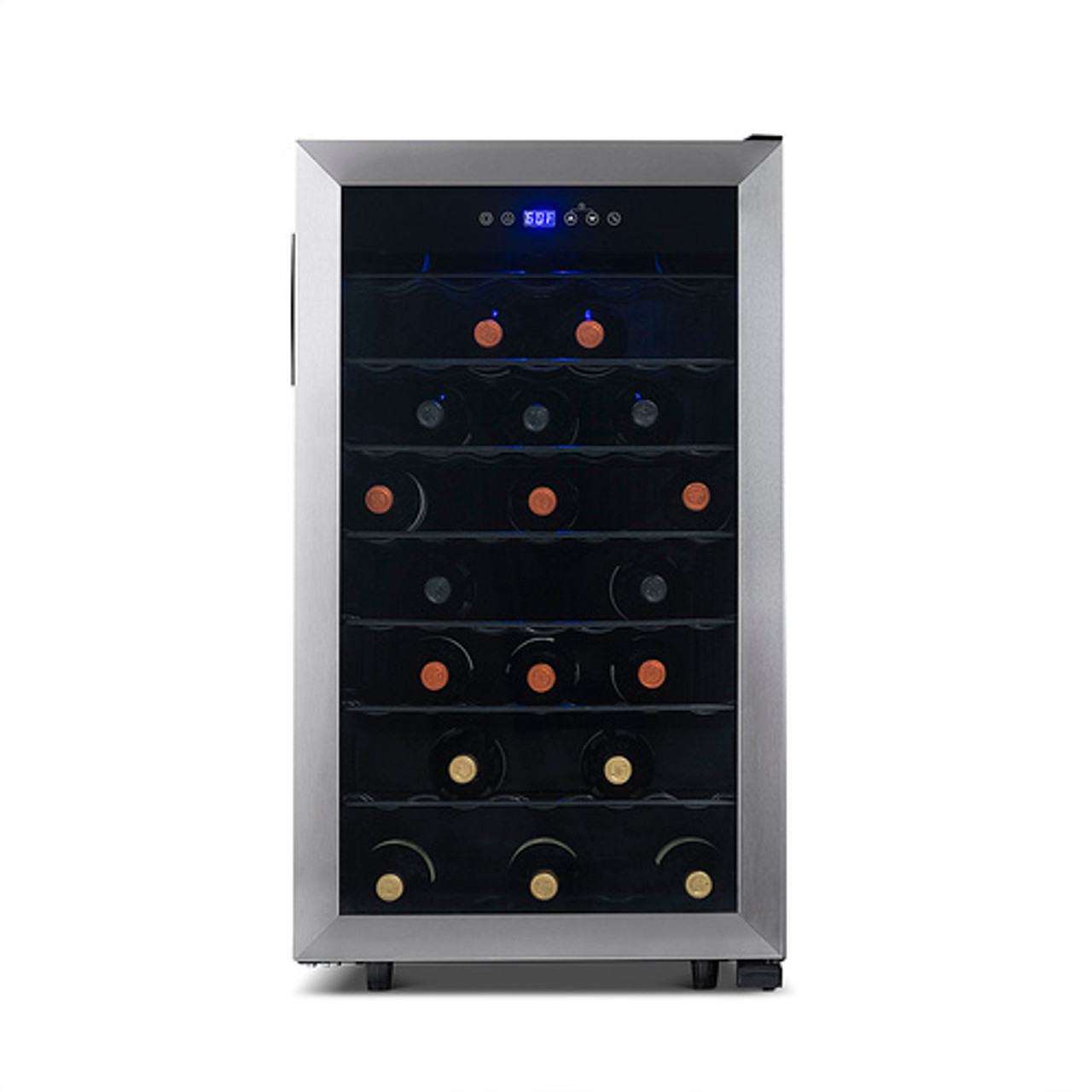 NewAir Freestanding 50 Bottle Compressor Wine Fridge in Stainless Steel, Adjustable Racks , Exterior Digital Thermostat - Stainless steel