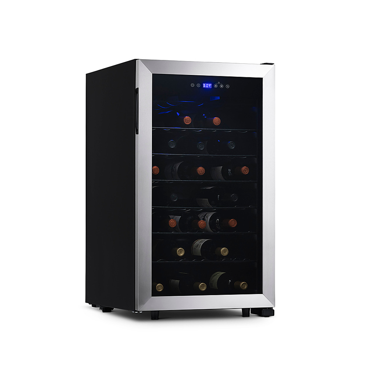 NewAir Freestanding 50 Bottle Compressor Wine Fridge in Stainless Steel, Adjustable Racks , Exterior Digital Thermostat - Stainless steel