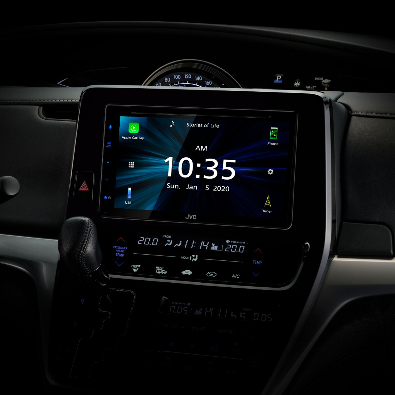 JVC - 6.8" - AndroidAuto/Carplay  Built-In Bluetooth - In Dash CD/DVD/DM Receiver - Black - Black