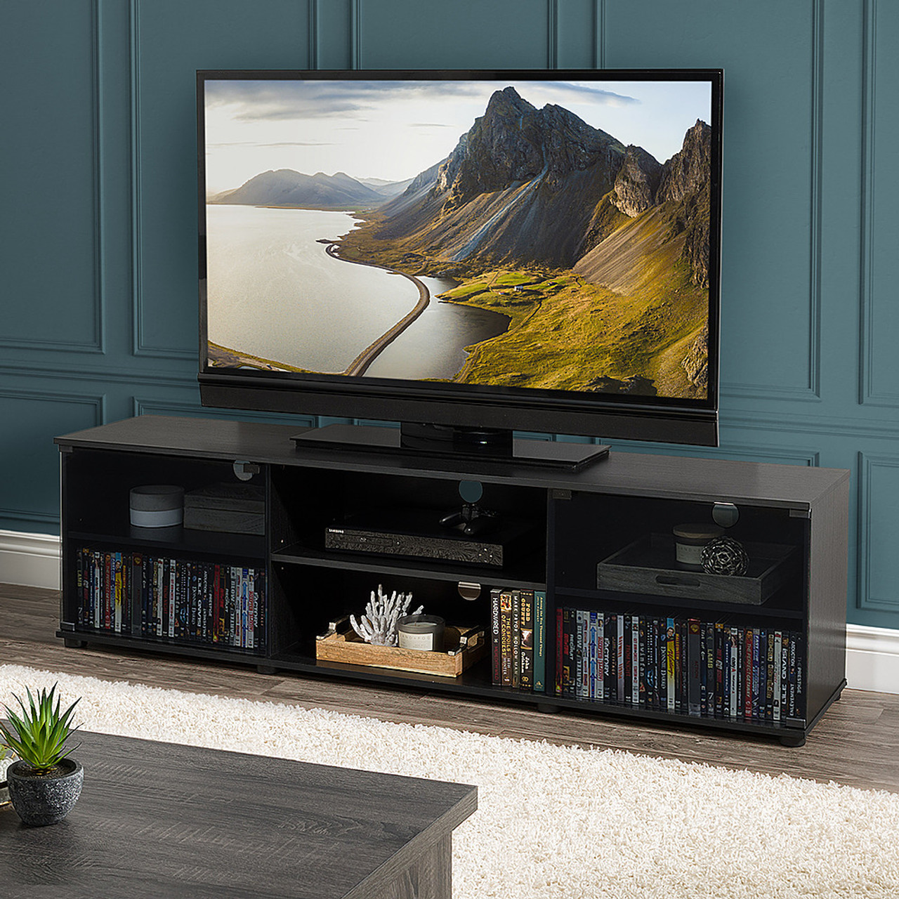 CorLiving - Fiji TV Bench, For TVs up to 80" - Ravenwood Black