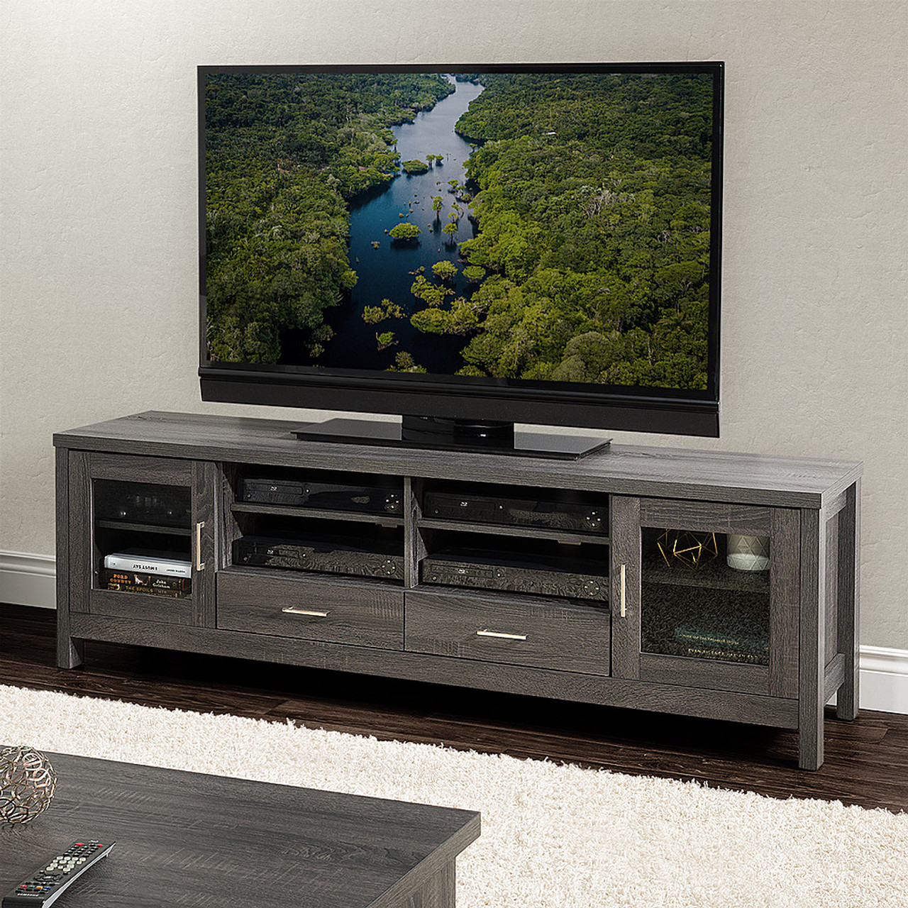 CorLiving - Hollywood Wood TV Cabinet, for TVs up to 80" - Ash Grey