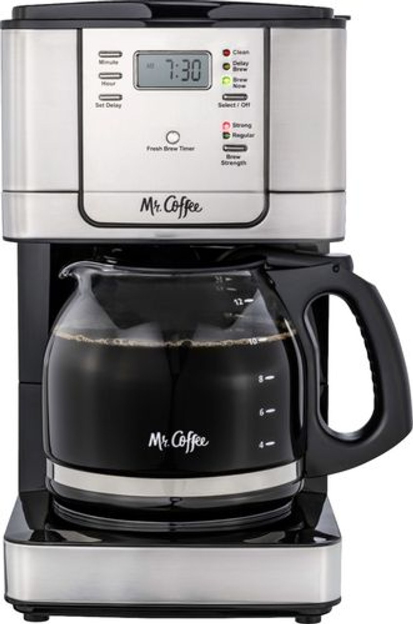Mr. Coffee 12-Cup Programmable Coffee Maker with Strong Brew Selector, Stainless Steel - Stainless Steel