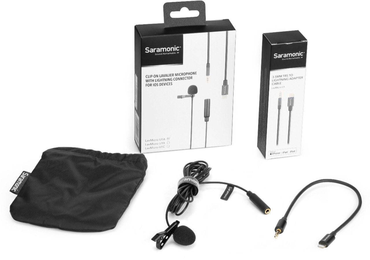 Saramonic - LavMicro U1A Ultracompact Clip-On Lavalier Microphone with Lightning Connector for Apple iPhone, or iPad with 6.6' Cable
