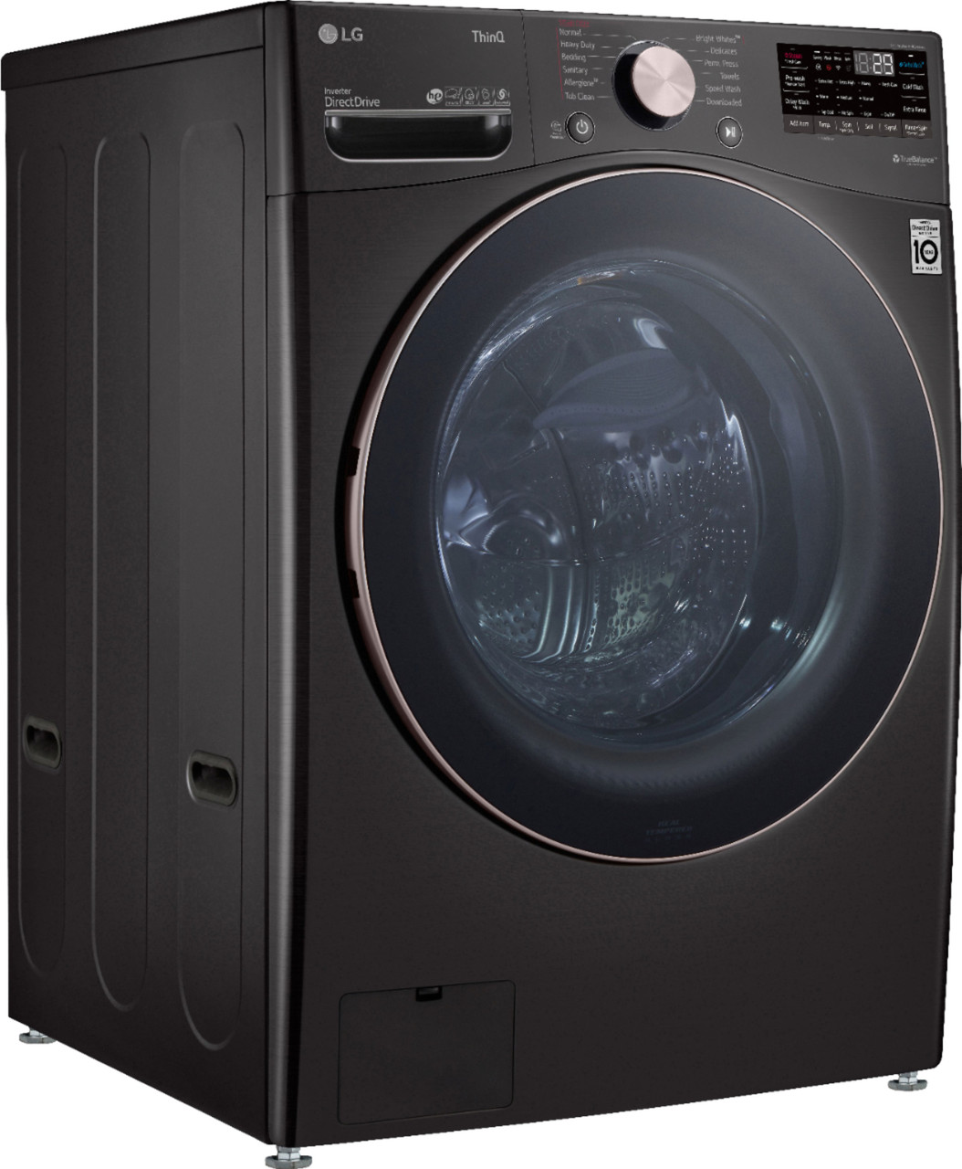 LG - 4.5 Cu. Ft. 12-Cycle High-Efficiency Front-Load Washer with WiFi and Built-In Technology - Black Steel