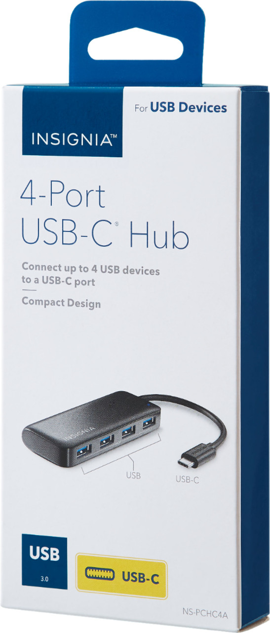Insignia™ - 4-Port USB-C Hub - Black