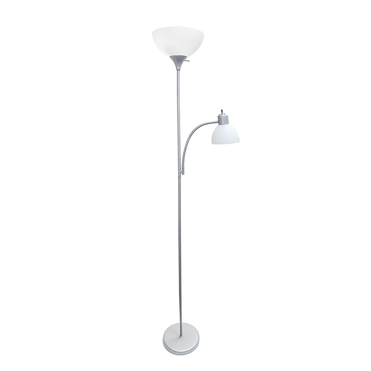 Simple Designs Floor Lamp with Reading Light, Silver