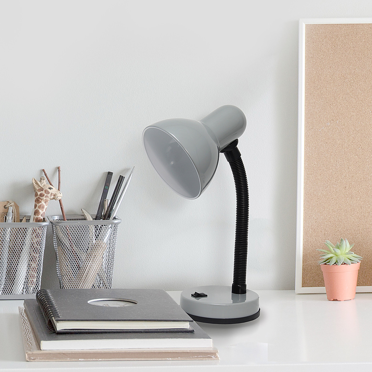 Simple Designs Basic Metal Desk Lamp with Flexible Hose Neck