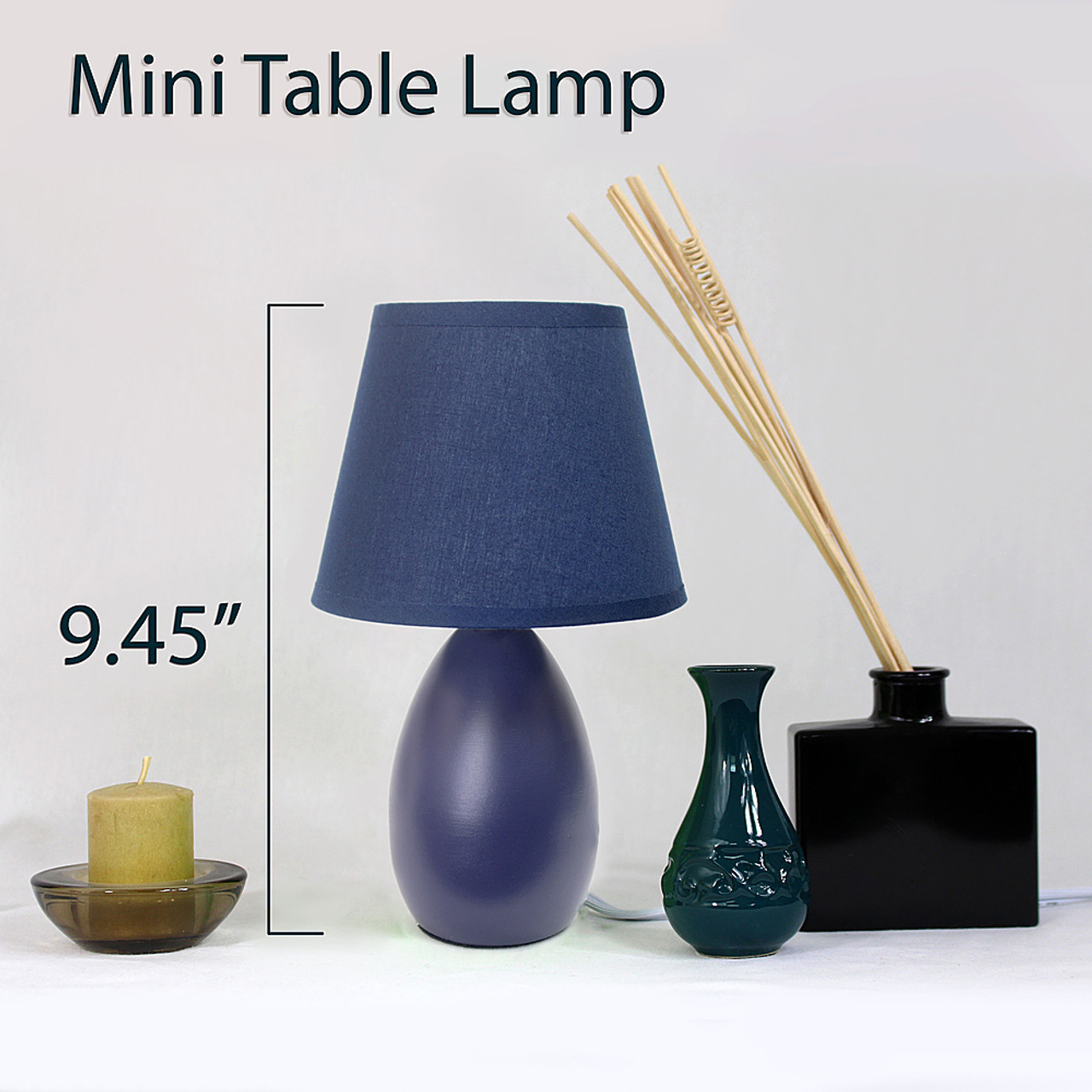 Simple Designs Mini Egg Oval Ceramic Table Lamp 2 Pack Set