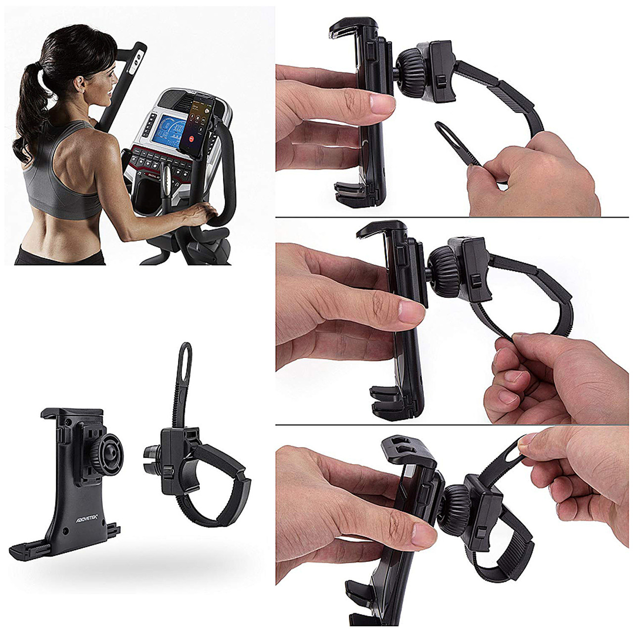 AboveTEK - Gym Bike Handlebar Phone/Tablet Holder - Black
