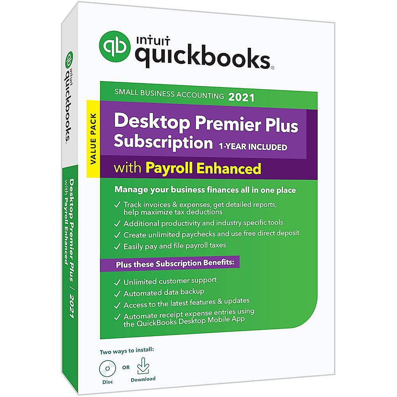 Intuit - QuickBooks Desktop Premier Plus 2021 with Payroll Enhanced (1-Year Subscription) - Windows