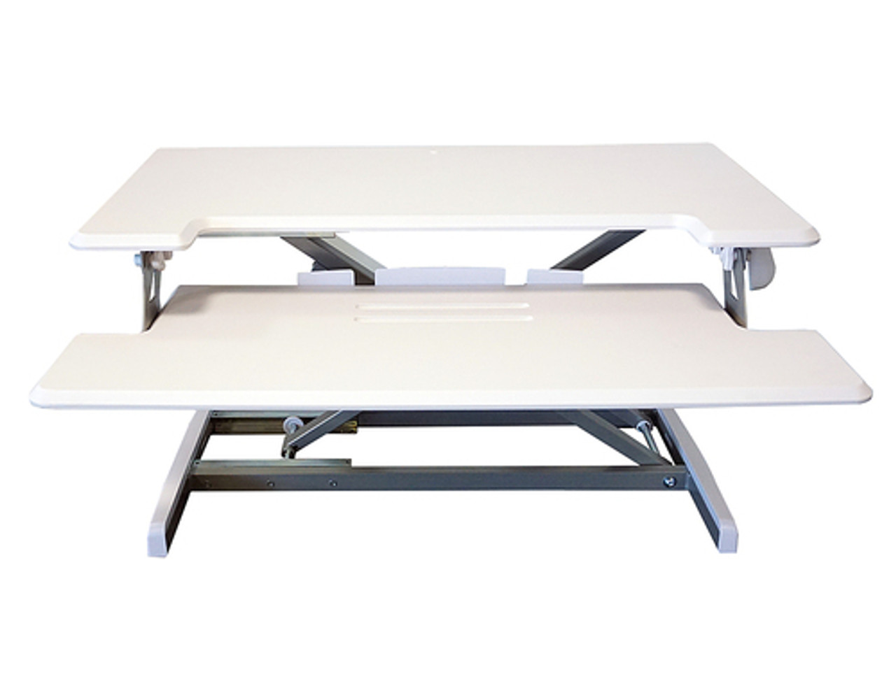 Victor - Compact Height Adjustable Standing Desk with Keyboard Tray - White