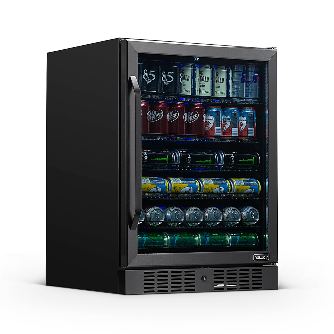 NewAir - 177-Can Beverage Cooler - Stainless Steel - Black stainless steel