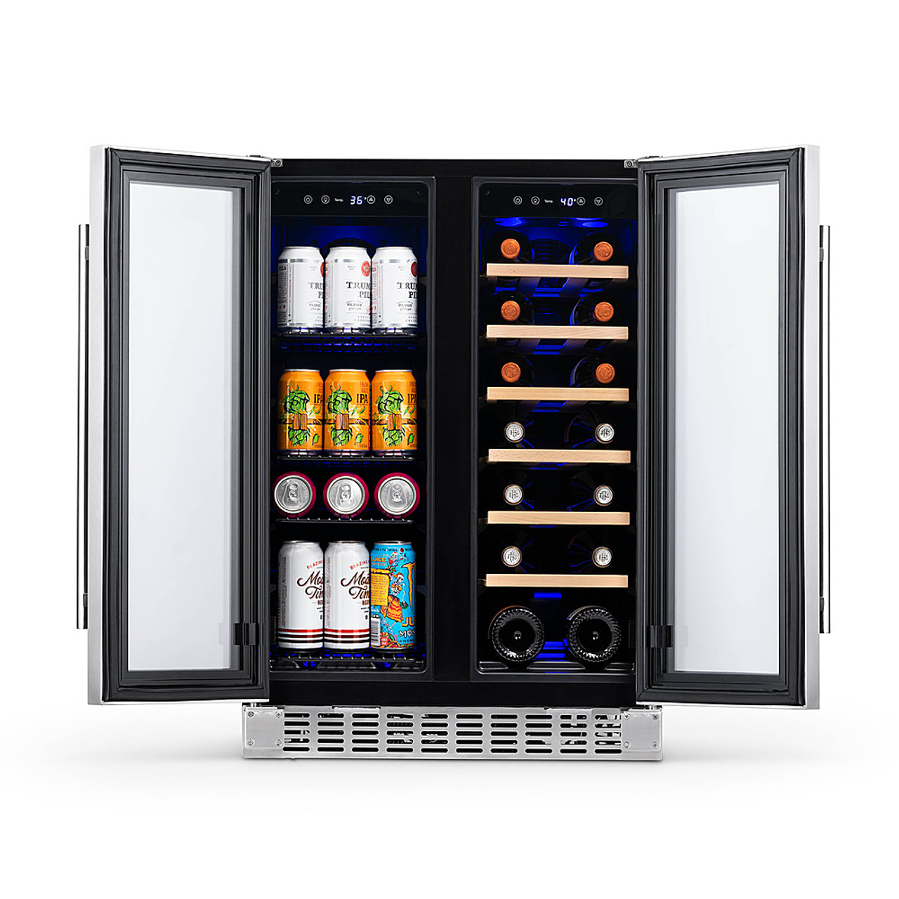 NewAir 24” Premium Built-in Dual Zone 18-Bottle/58-Can Wine and Beverage Fridge - Stainless Steel - Stainless steel