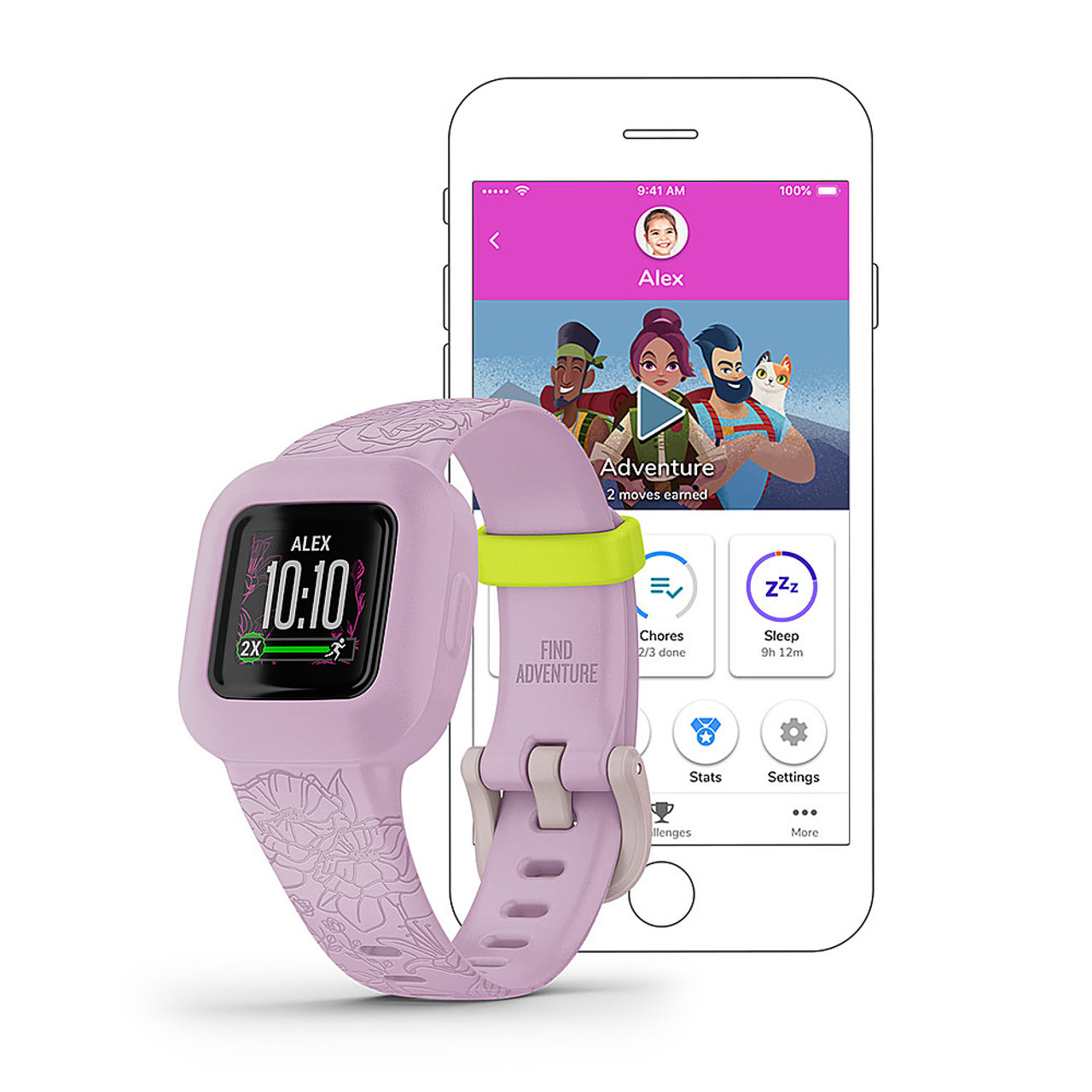 Garmin USA - vivofit jr. 3 Kids Fitness Activity Tracker - Lilac Floral