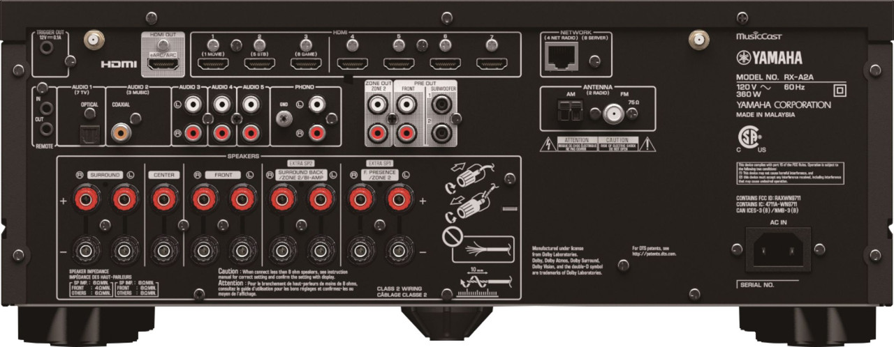 Yamaha - AVENTAGE RX-A2A 7.2-Channel AV Receiver with 8K HDMI and MusicCast - Black