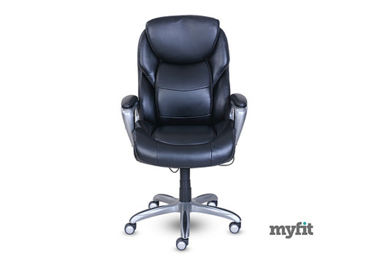 Serta Works My Fit Executive Office Chair with Active Lumbar Support, Brainstorm Black Bonded Leather