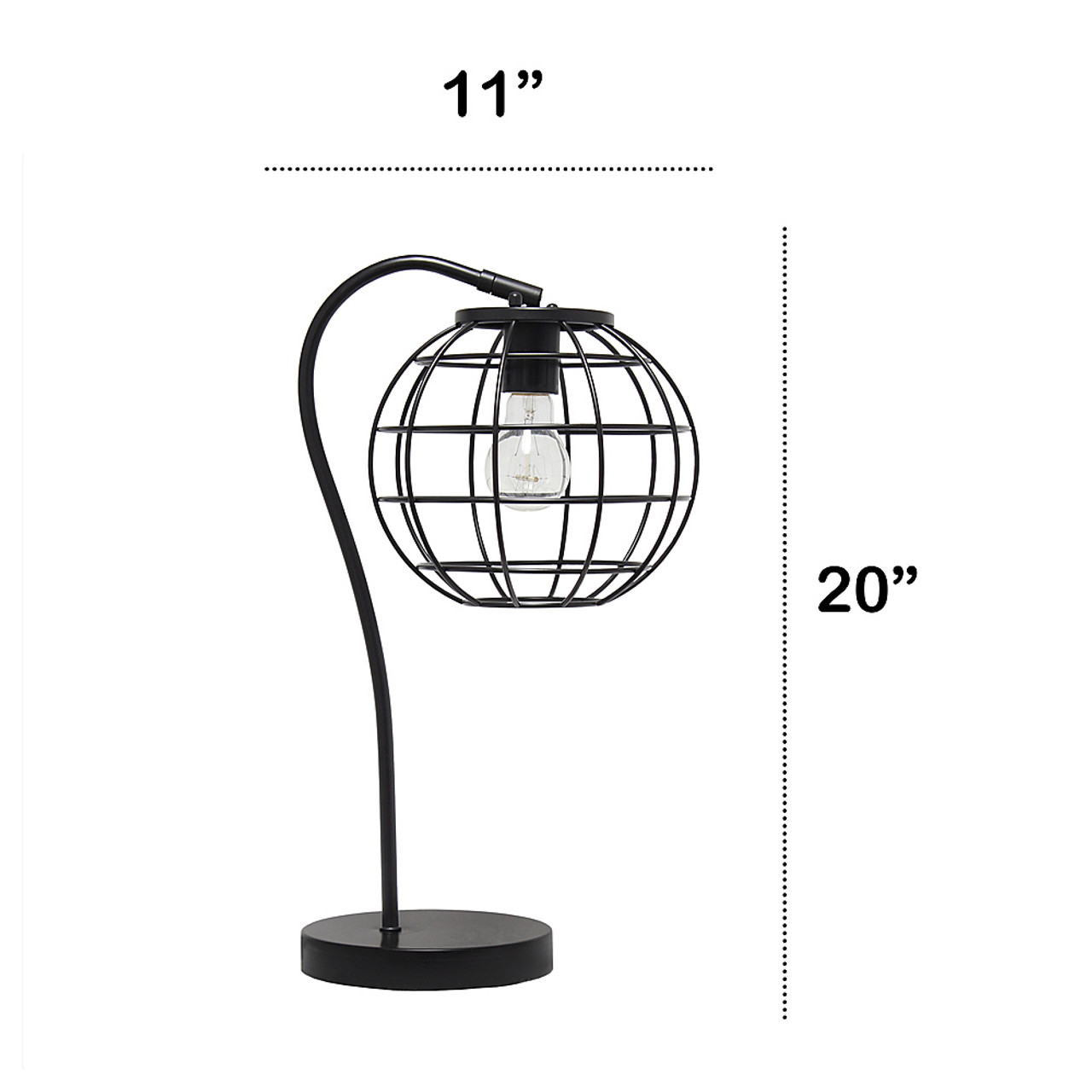 Lalia Home Arched Metal Cage Table Lamp, Black