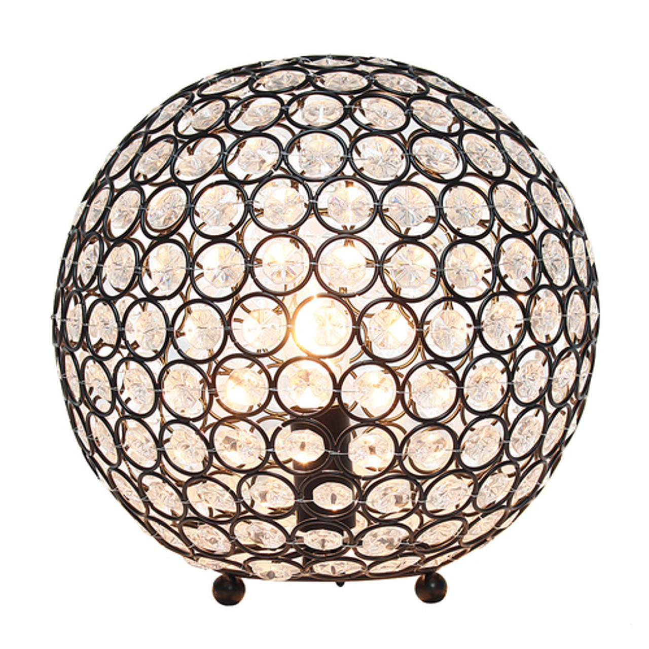 Elegant Designs Elipse 10 Inch Crystal Ball Sequin Table Lamp, Restoration Bronze