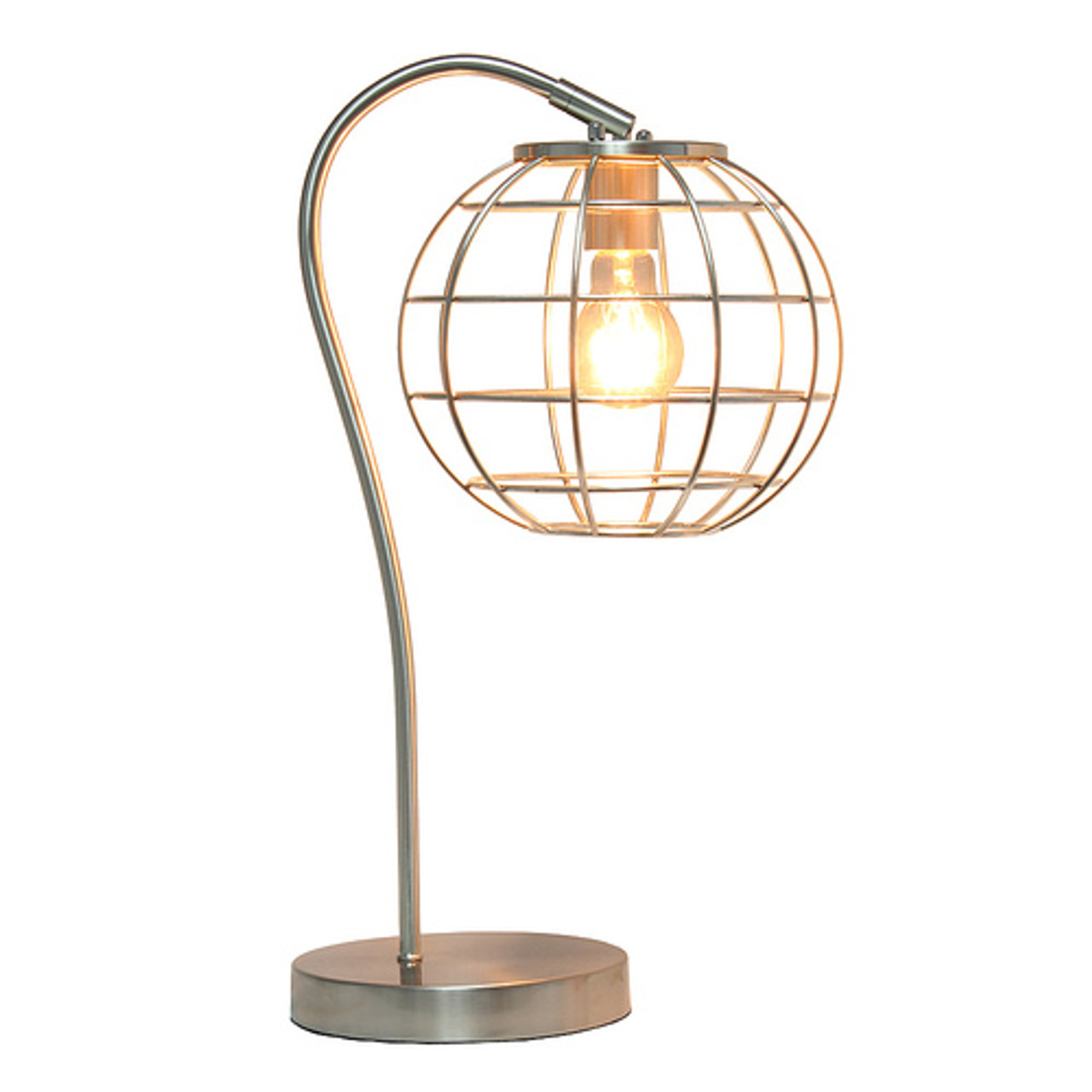Lalia Home Arched Metal Cage Table Lamp, Brushed Nickel