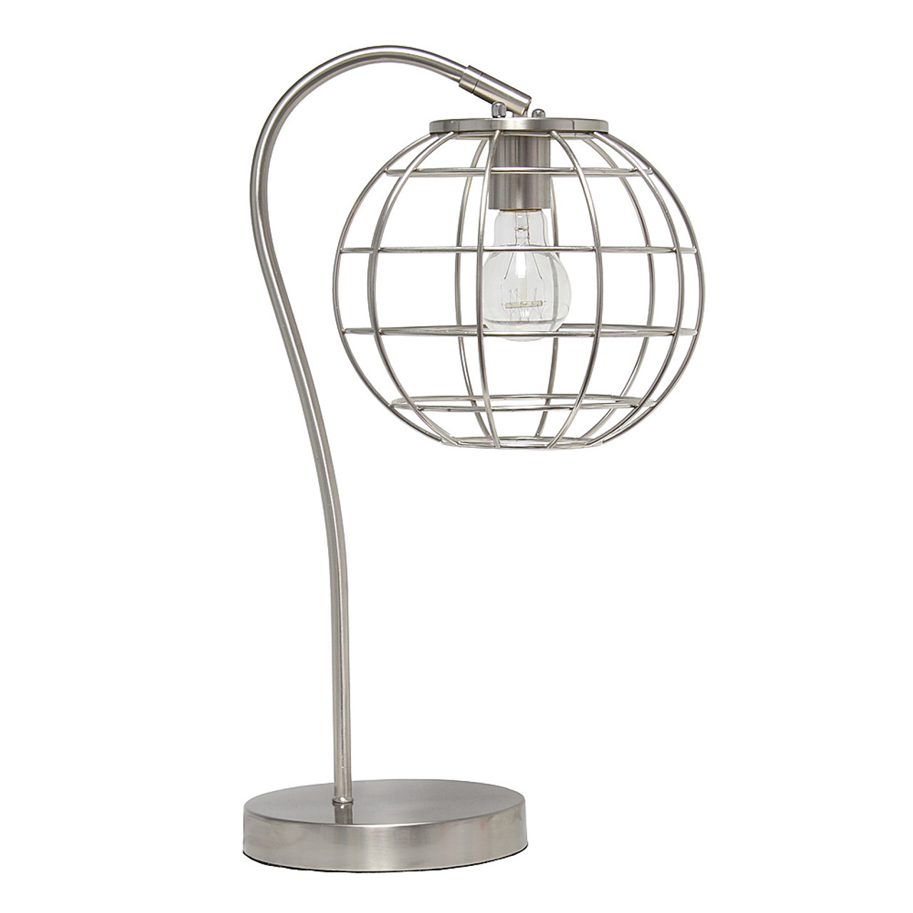 Lalia Home Arched Metal Cage Table Lamp, Brushed Nickel