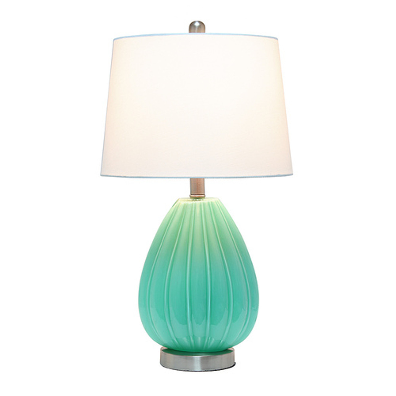 Lalia Home Pleated Table Lamp with White Fabric Shade, Seafoam