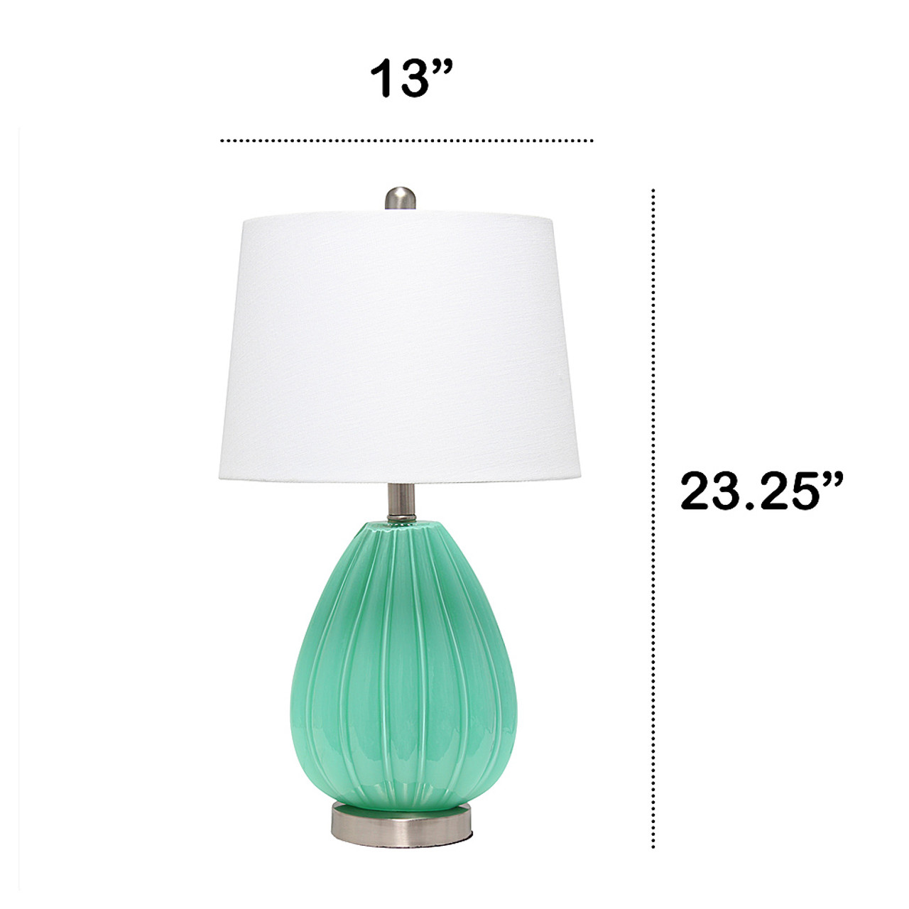 Lalia Home Pleated Table Lamp with White Fabric Shade, Seafoam