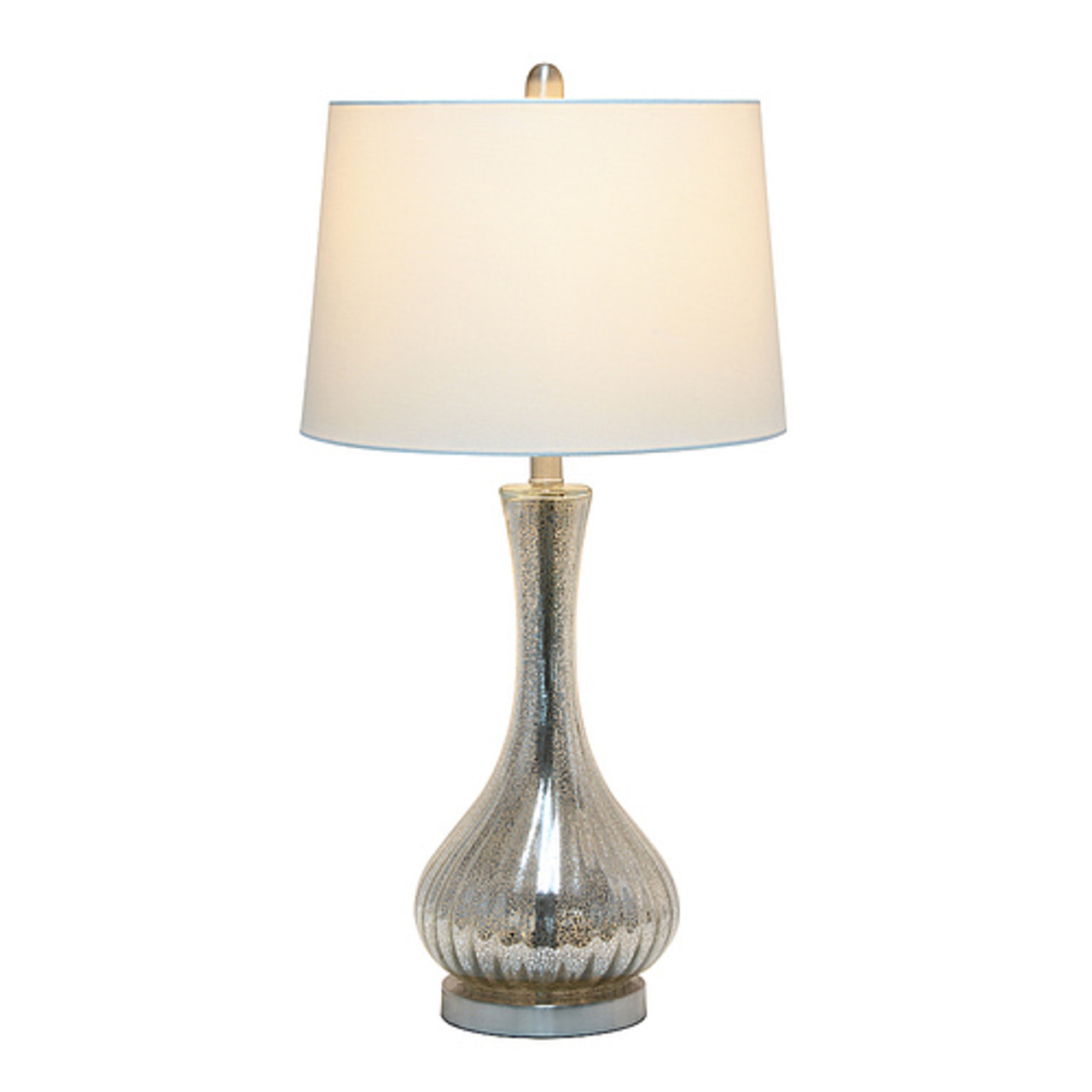 Lalia Home Speckled Mercury Tear Drop Table Lamp with White Fabric Shade