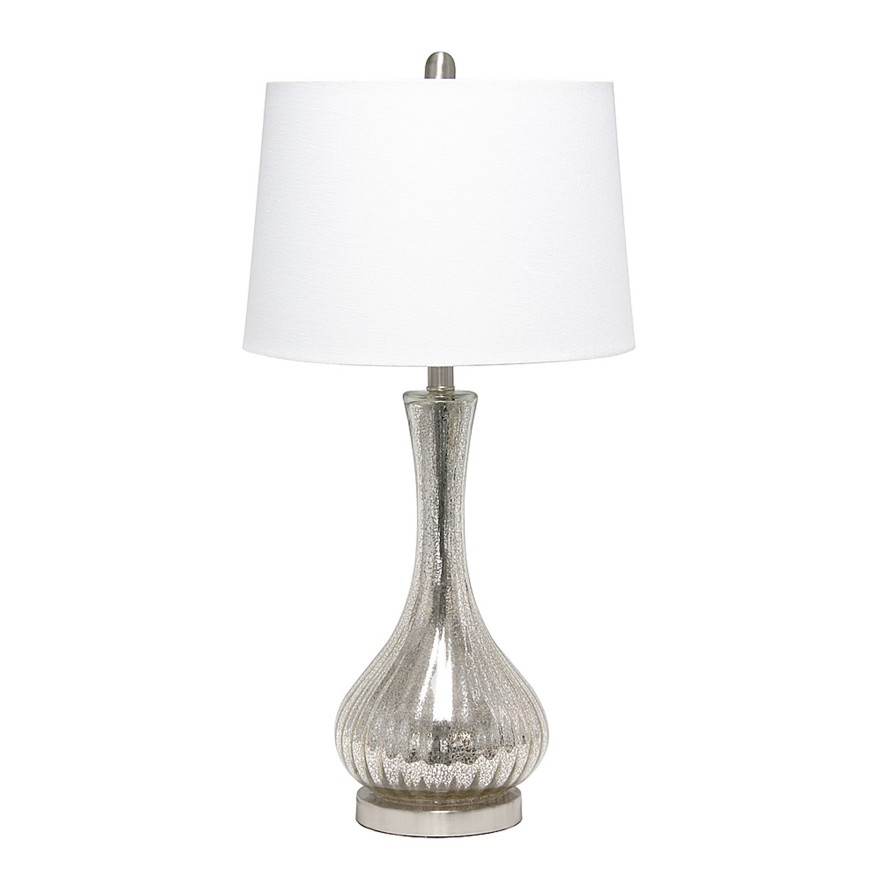 Lalia Home Speckled Mercury Tear Drop Table Lamp with White Fabric Shade