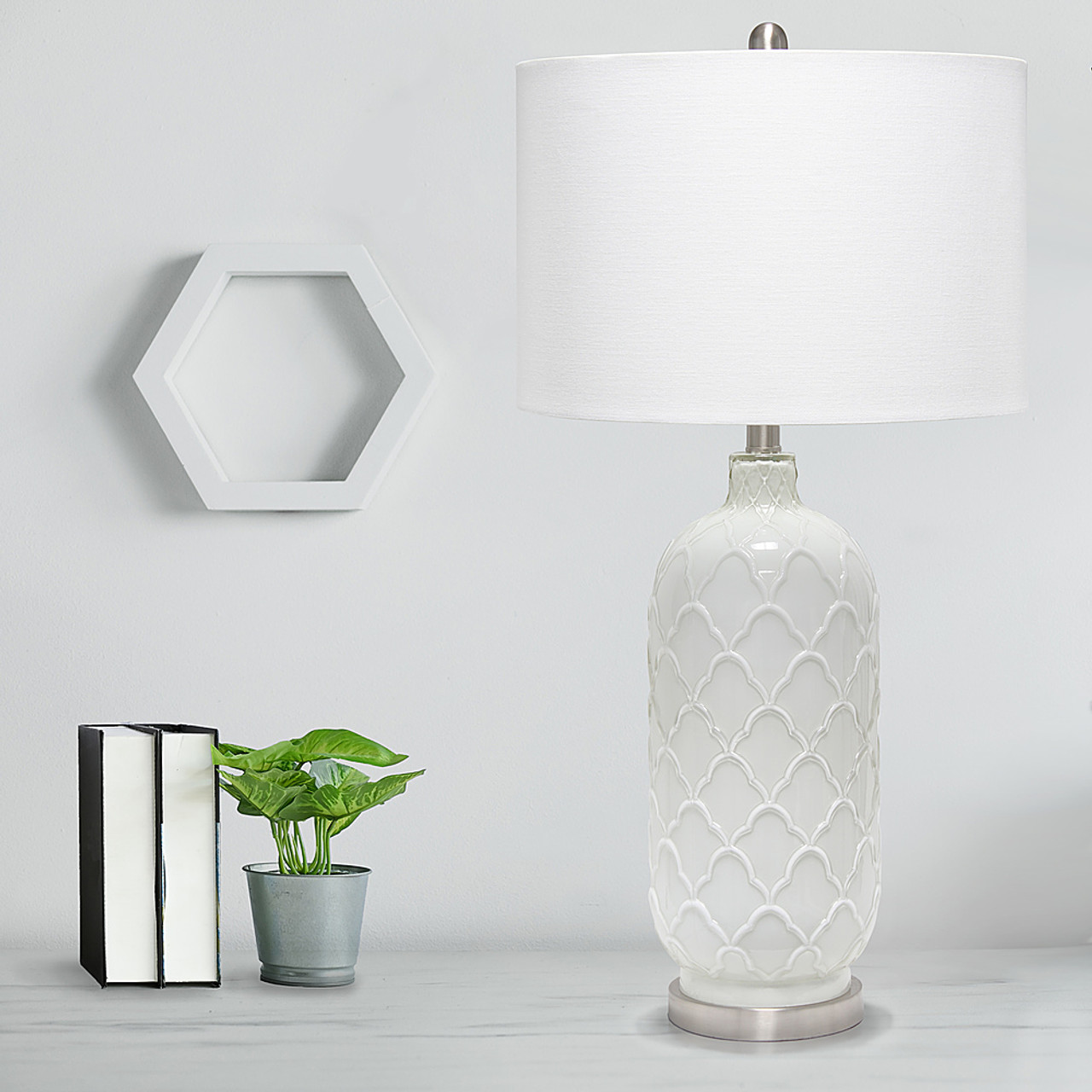 Lalia Home Argyle Classic White Table Lamp with Fabric Shade