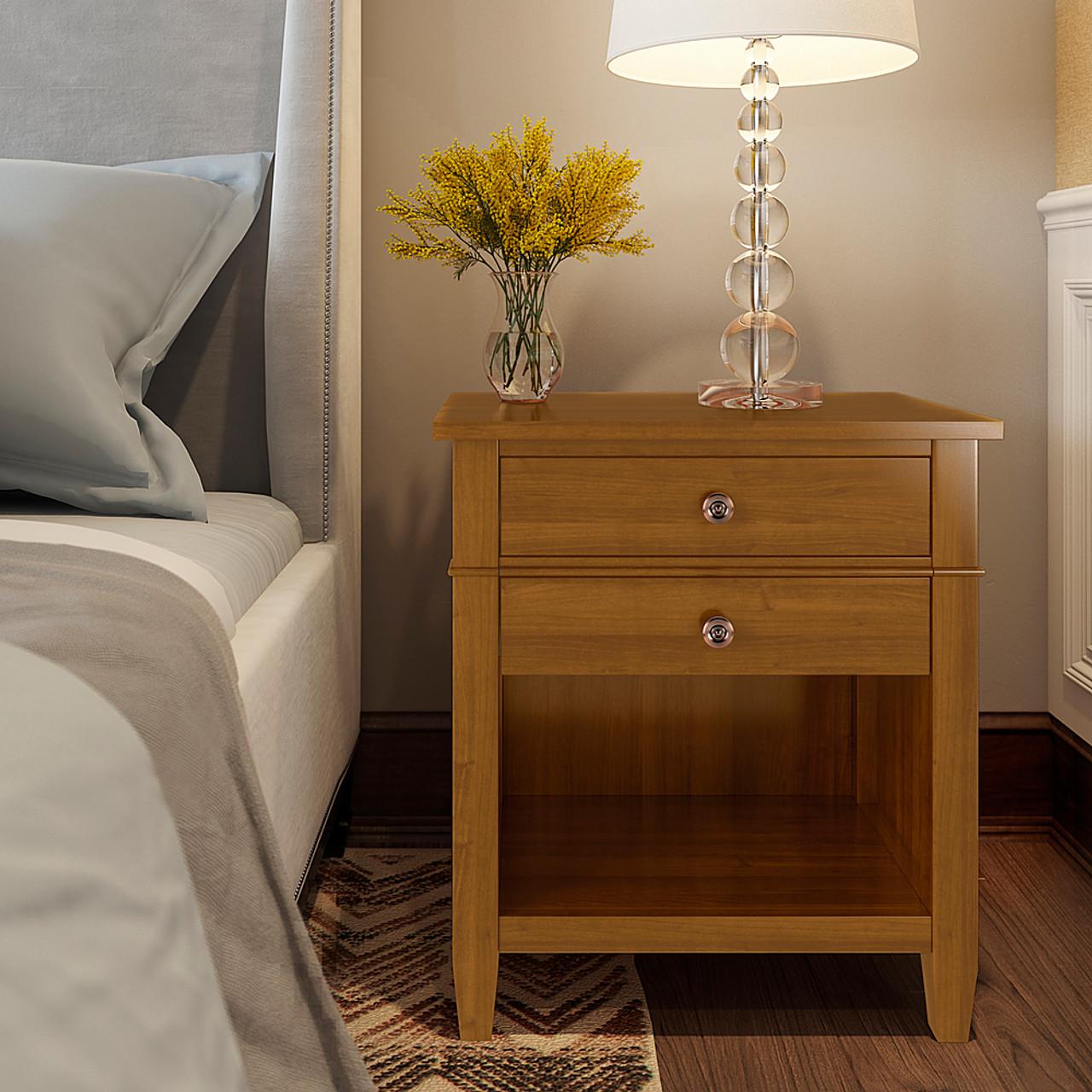 Simpli Home - Carlton Bedside Table - Light Golden Brown