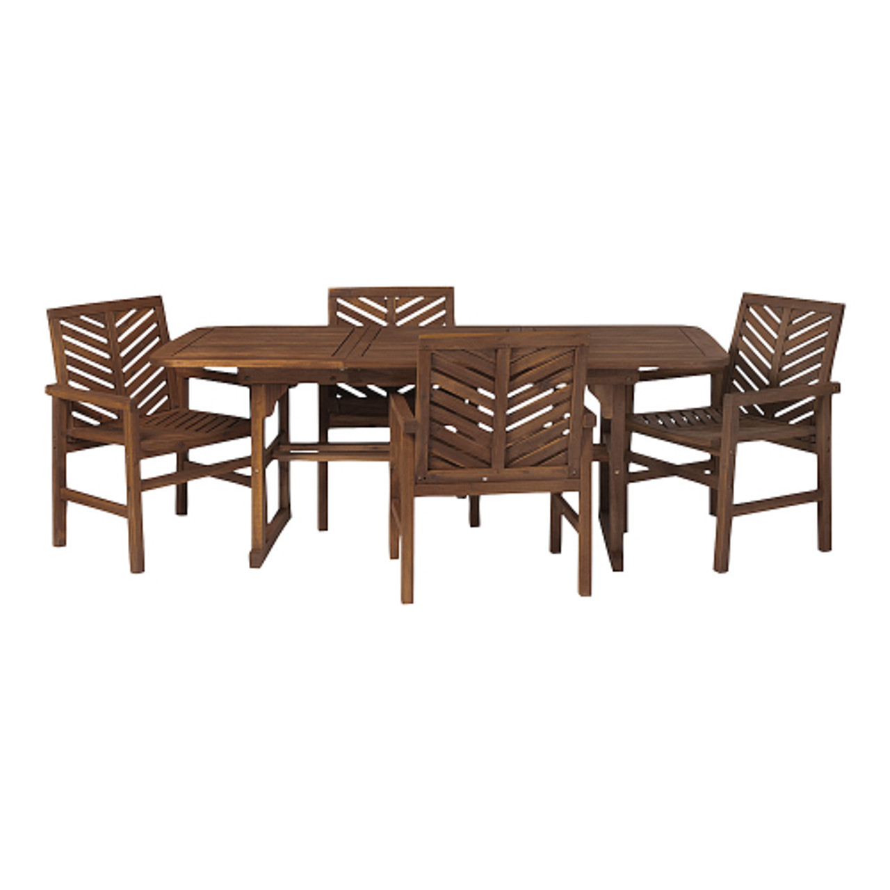 Walker Edison - 5-Piece Windsor Acacia Wood Extendable Patio Dining Set - Dark Brown