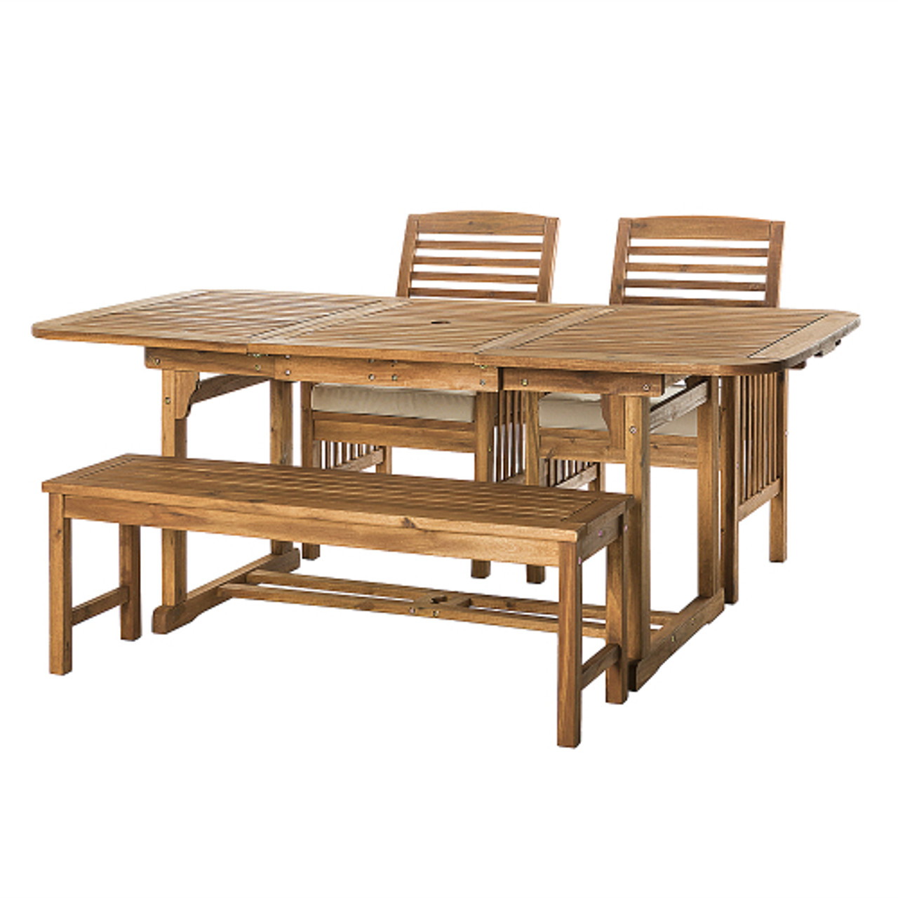 Walker Edison - 4-Piece Everest Acacia Wood Patio Dining Set - Brown