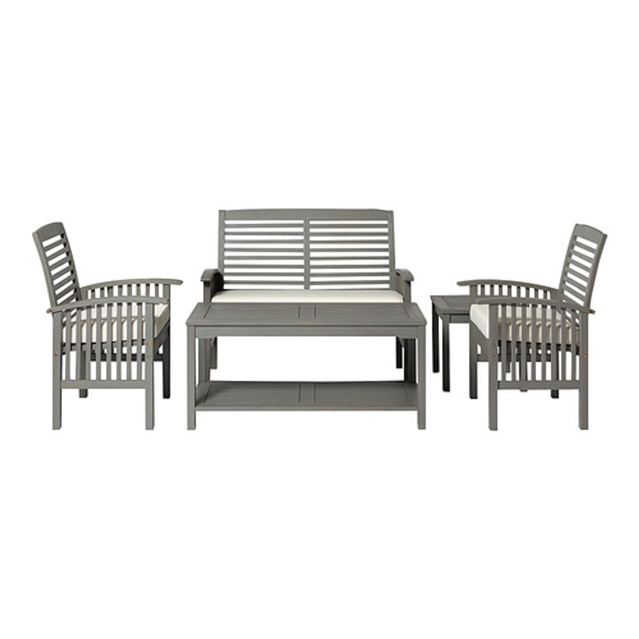 Walker Edison - 5-Piece Cypress Acacia Wood Patio Chat Set - Grey Wash