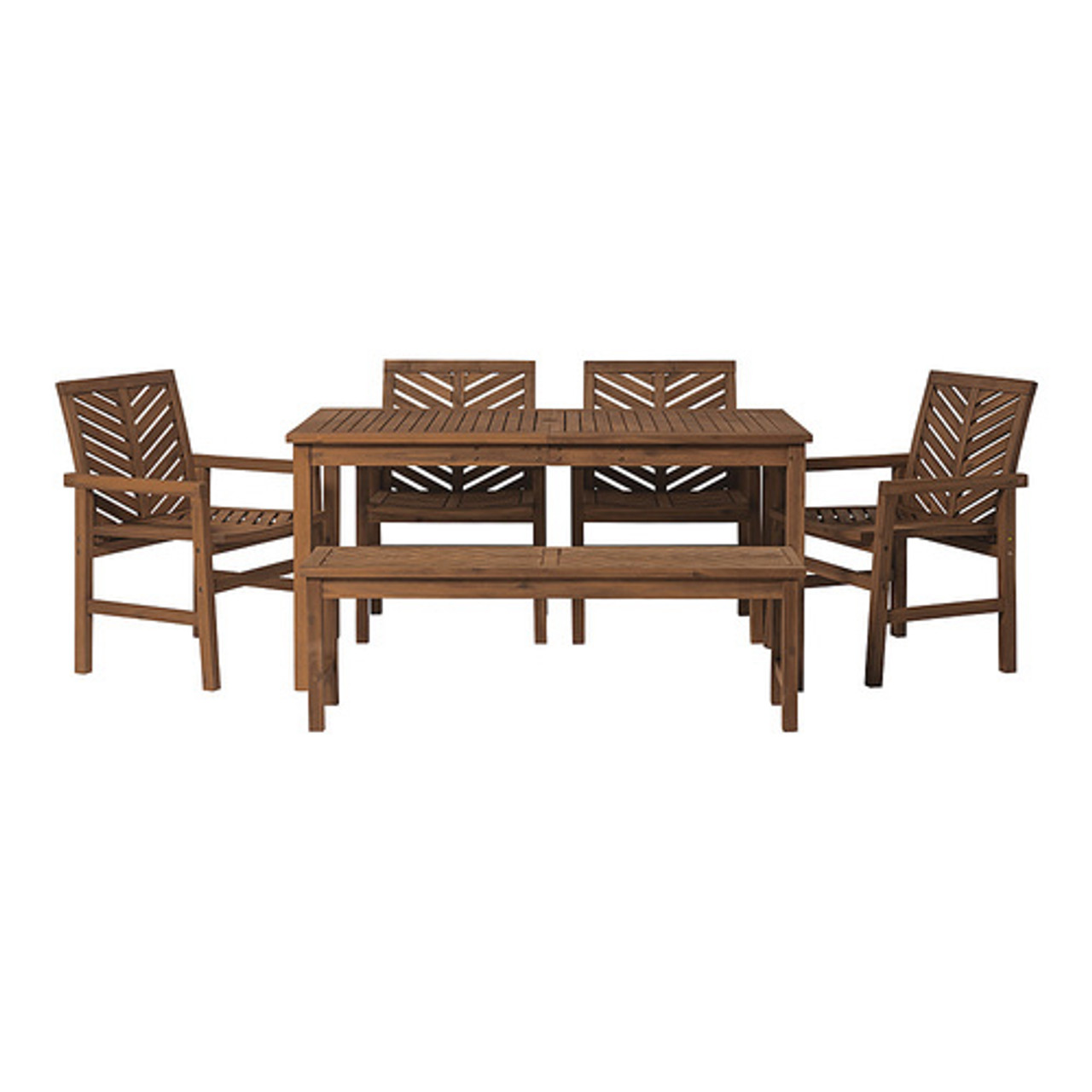 Walker Edison - 6-Piece Windsor Acacia Wood Patio Dining Set - Dark Brown