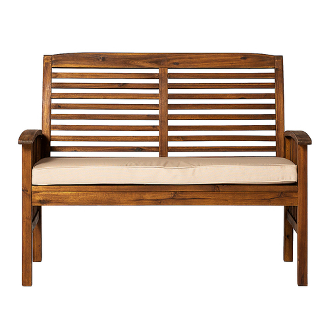 Walker Edison - Patio Outdoor Cypress Acacia Wood Garden Bench - Dark Brown