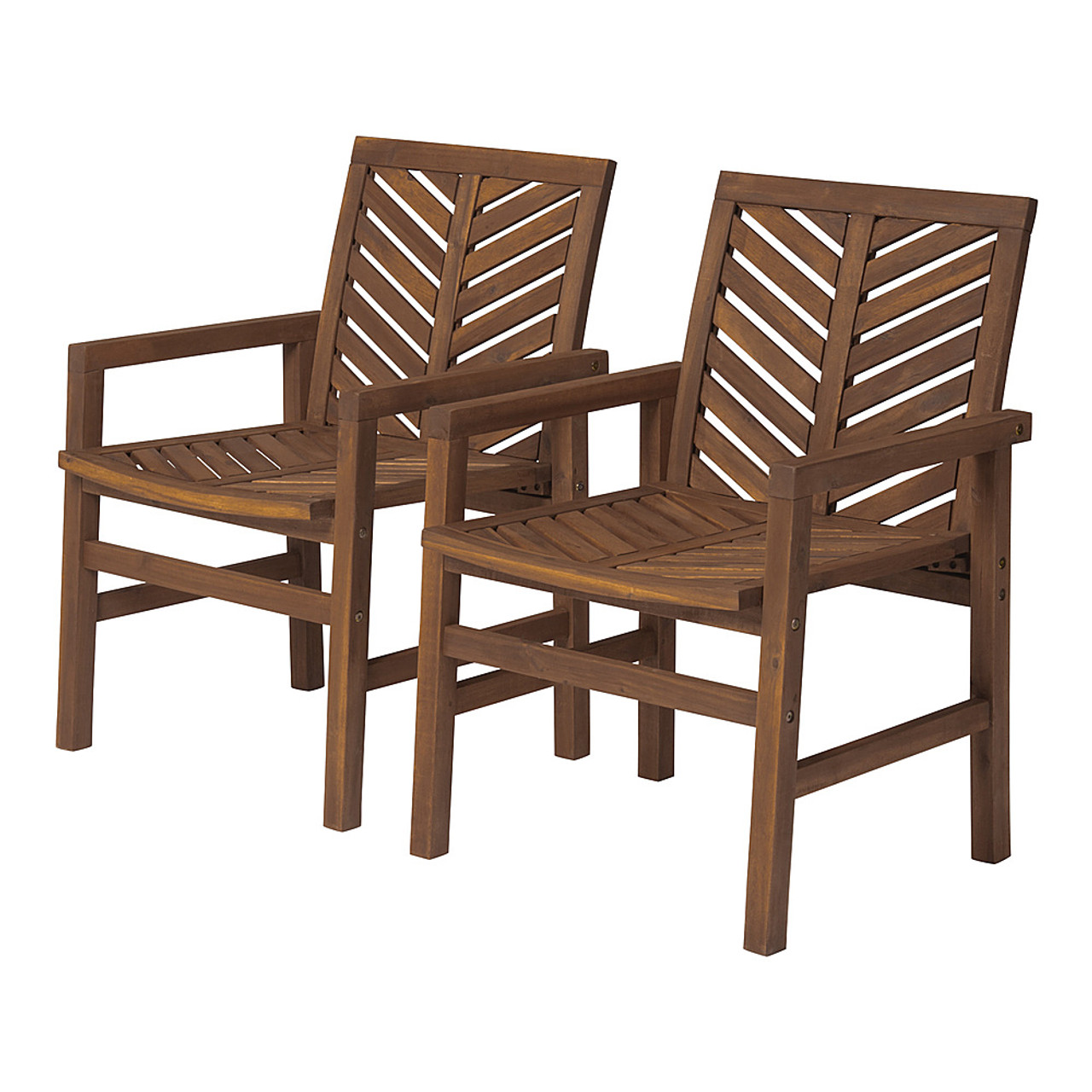 Walker Edison - Windsor Acacia Wood Patio Chairs, Set of 2 - Dark Brown